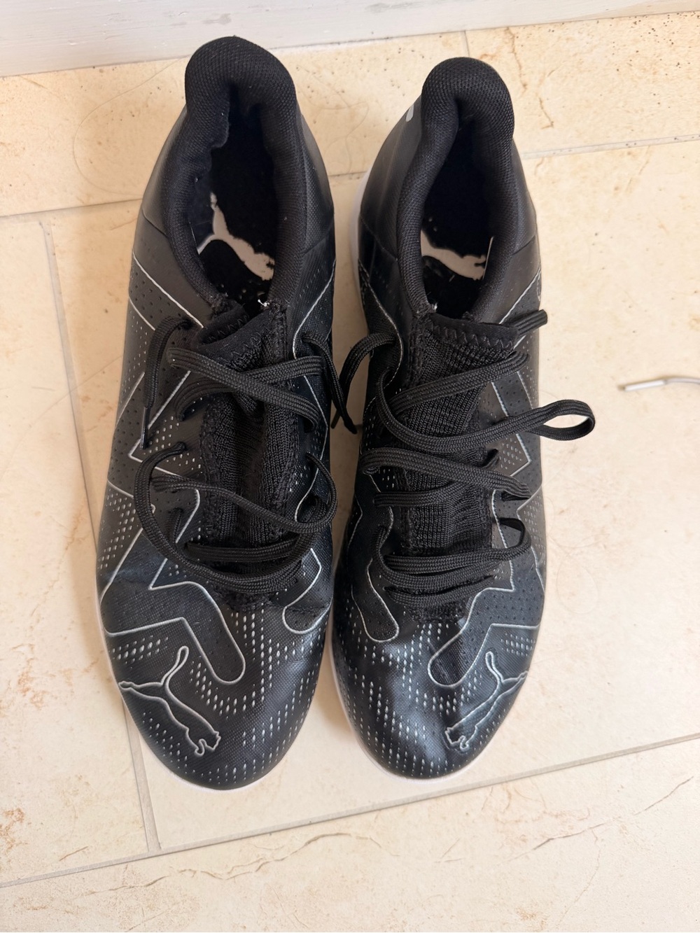 Puma Black Athletic Lace-Up Sneakers with Subtle Silver Accents